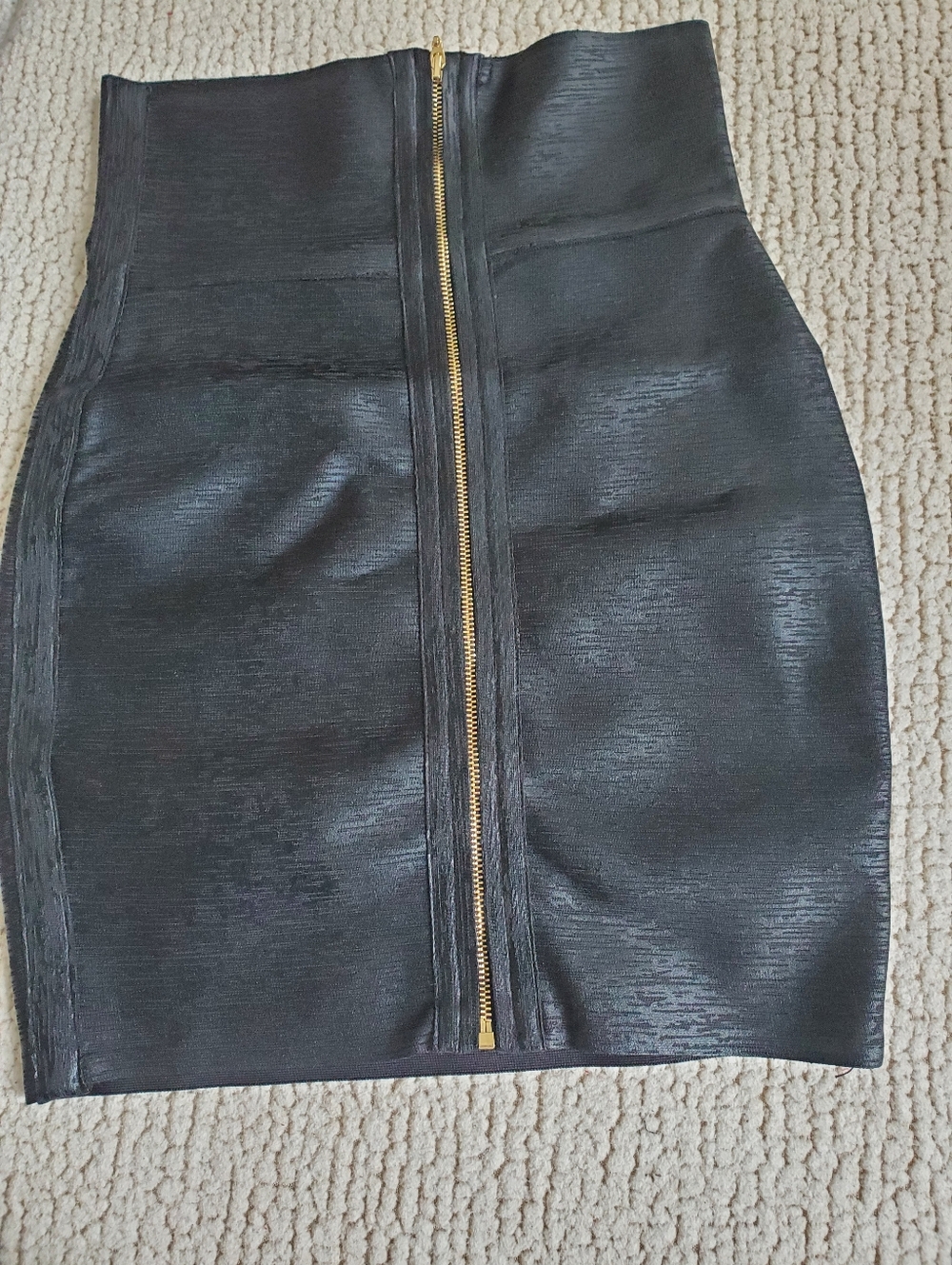 High-Waist Black Pencil Skirt with Front Zip